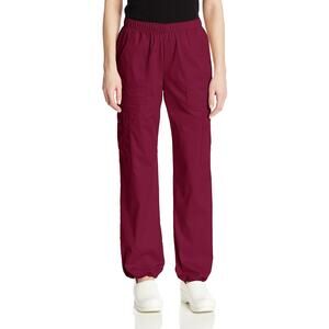 Brand new Cherokee Women's Mid-Rise Elastic Waist Cargo Scrubs Pant -Wine, Small
